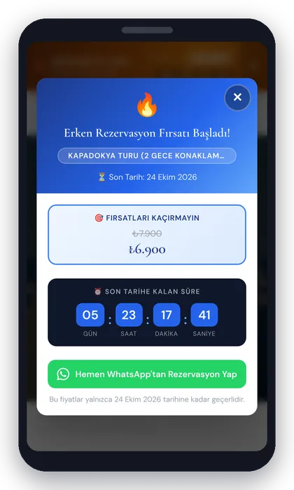 Erken rezervasyon penceresi mobil