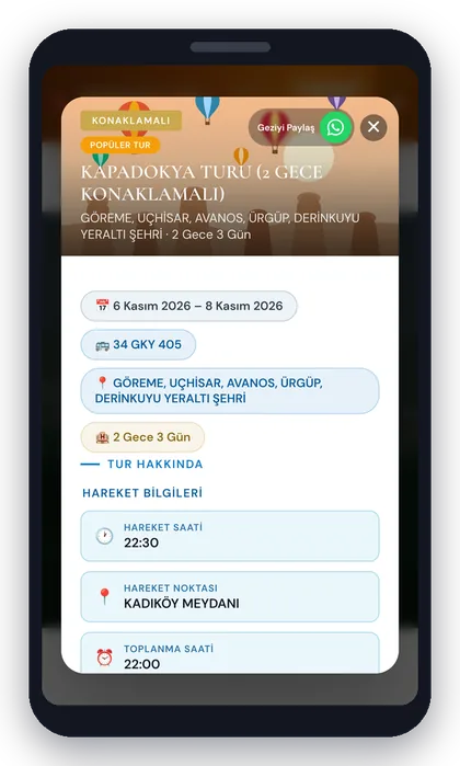 Tur detayı mobil